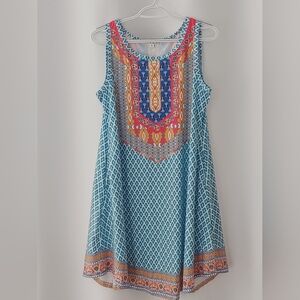 Vibrant Sleeveless Blue and Orange Dress